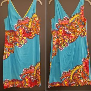 Lilly Pulitzer Blue Sleeveless V Neck Lined Dress - Size 14